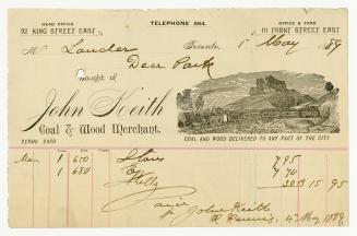 Bought of John Keith, Coal & Wood Merchant.