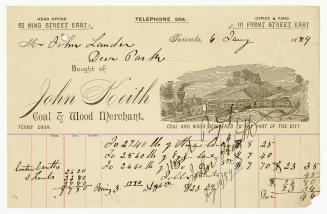 Bought of John Keith, Coal & Wood Merchant.