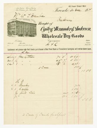 Bought of Ogilvy, Alexander & Anderson // Wholesale Dry Goods