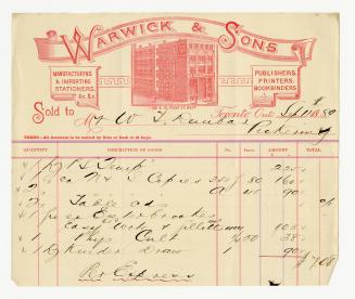 Warwick & Sons // Manufacturing & Importing Stationers, &c.