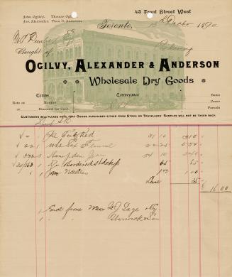Receipt of customer John Lauder Esq. Part of Morris Norman donation of business papers, 2002. 