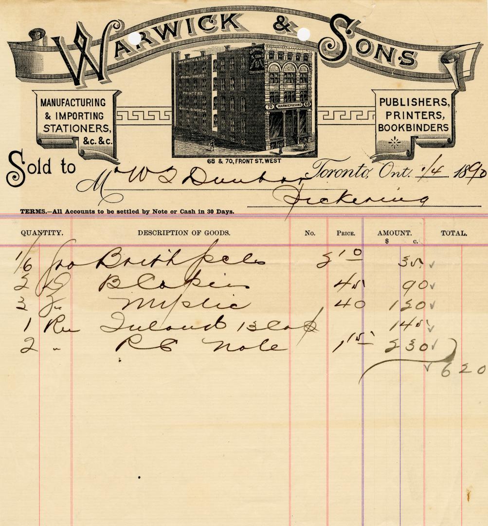 Receipt of customer John Lauder Esq. Part of Morris Norman donation of business papers, 2002. 