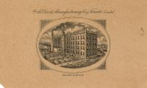 Illustrated image of a large 4 storey building with an oval boarder 