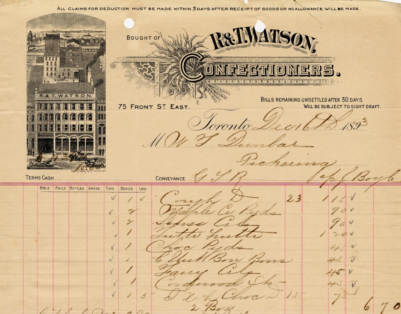 Receipt of customer John Lauder Esq. Part of Morris Norman donation of business papers, 2002. 