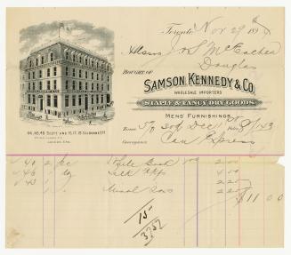 Bought of Samson, Kennedy & Co. Wholesale Importers Staple & Fancy Dry Goods.