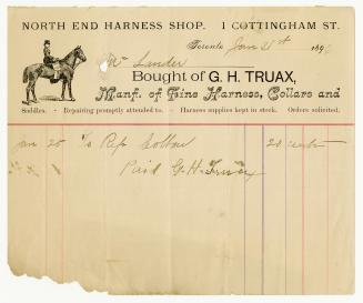 Bought of G.H. Truax, Manf. Of Fine Harness, Collars and Saddles.