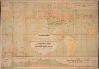 Mercator's projection with the great circle (shortest sailing) or air lines illustration the directness & capacity of the River St. Lawrence from Lake Erie to the Atlantic as a means of communication between Europe and the commercial centres of the great West shewing also the position of the Canadian Pacific Railway in relation to the commerce of the North Atlantic and Pacific Oceans and the extension of the American Pacific and other United States Railways through Canada as the shortest route to Europe also the cable system of the Atlantic Prepared for the Board of Trade and the Corn Exchange Association of Montreal 