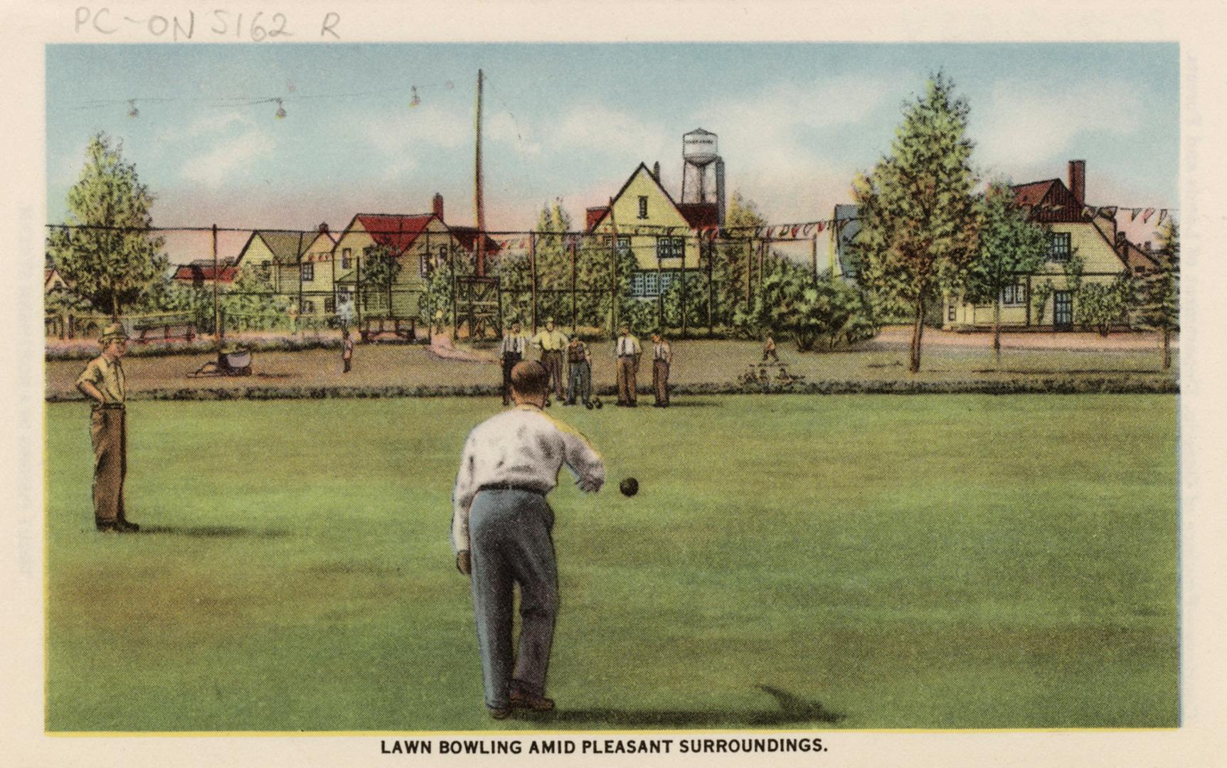 Lawn bowling amid pleasant surroundings