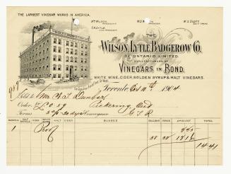 The Wilson, Lytle, Badgerow Co. of Ontario Limited. Manufacturers of Vinegars in Bond.