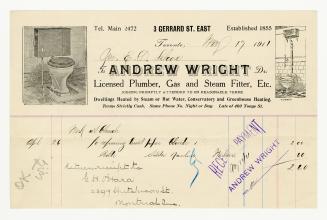 To Andrew Wright Dr. Licensed Plumber, Gas and Steam Fitter, Etc.