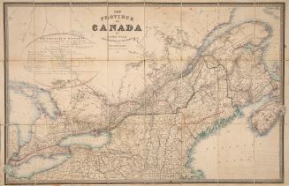 The Province of Canada and part of the United States with the railways, roads, and canals