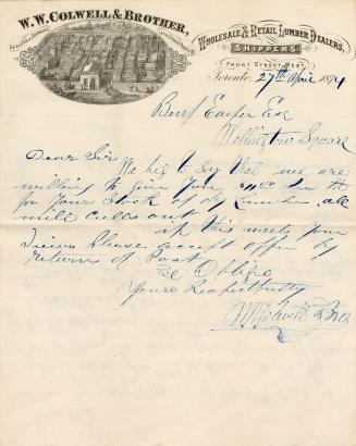 W.W. Colwell & Brother, Dealers in Shingles, Lath, Cedar Posts &c.