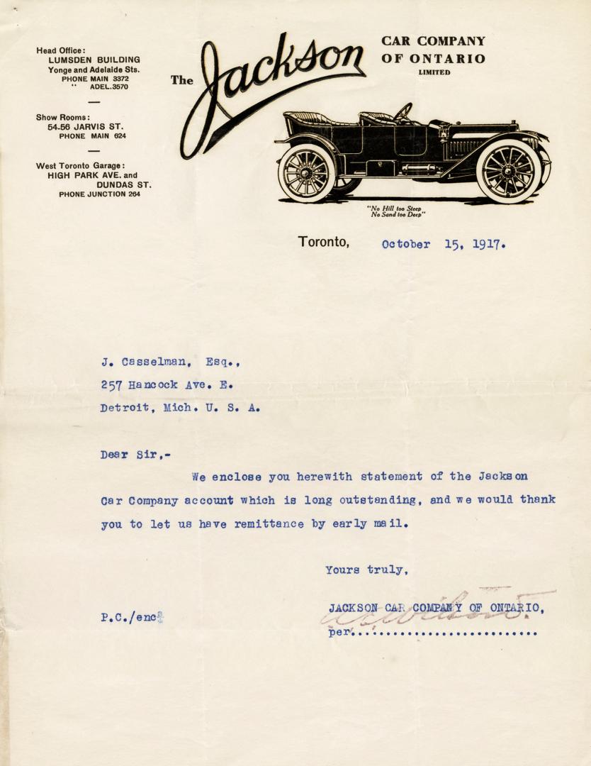 The Jackson Car Company of Ontario Limited (2 items in 3 pieces)