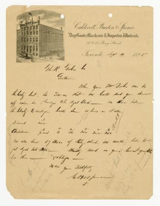 Caldecott, Burton & Spence. Dry Goods Merchants & Importers, Wholesale.