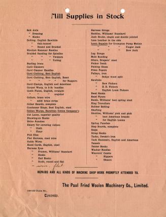 Mill supplies in stock