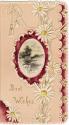 The front of the card pictures a black and white pastoral image at its centre. This small oval …