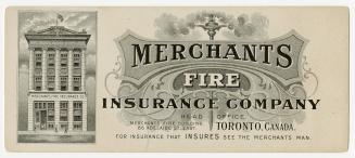 Illustrated image of the exterior façade of the Merchants Fire Insurance Company building on Ad…