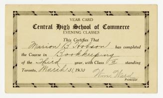 Year Card // Central High School of Commerce