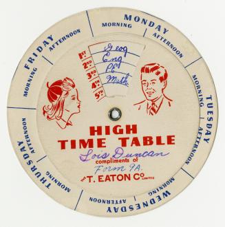 High time table compliments of the T. Eaton Co. Limited