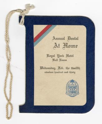 A folded colour concert program stating "Annual Dental At Home// Royal York Hotel Ball Room// W…