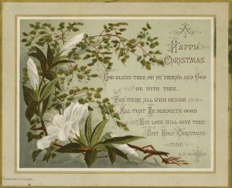 The card pictures white flowers and green foliage on the left. The right contains a rhyming, re…