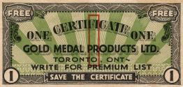 A $1 coupon in the appearance of a dollar bill, that can be exchanged for goods at Gold Medal P…