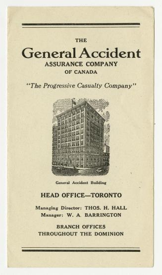 A fold-open advertising card for The General Assurance Company of Canada.