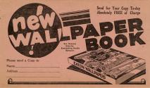 A blotter-styled postcard for the T.Eaton Co. Limited, announcing a "New Walllpaper Book// Send…