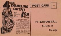 A blotter-styled postcard for the T.Eaton Co. Limited, announcing a "New Walllpaper Book// Send…