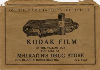 An advertisement printed on both sides of an envelope. The flat side states "Get the film that …