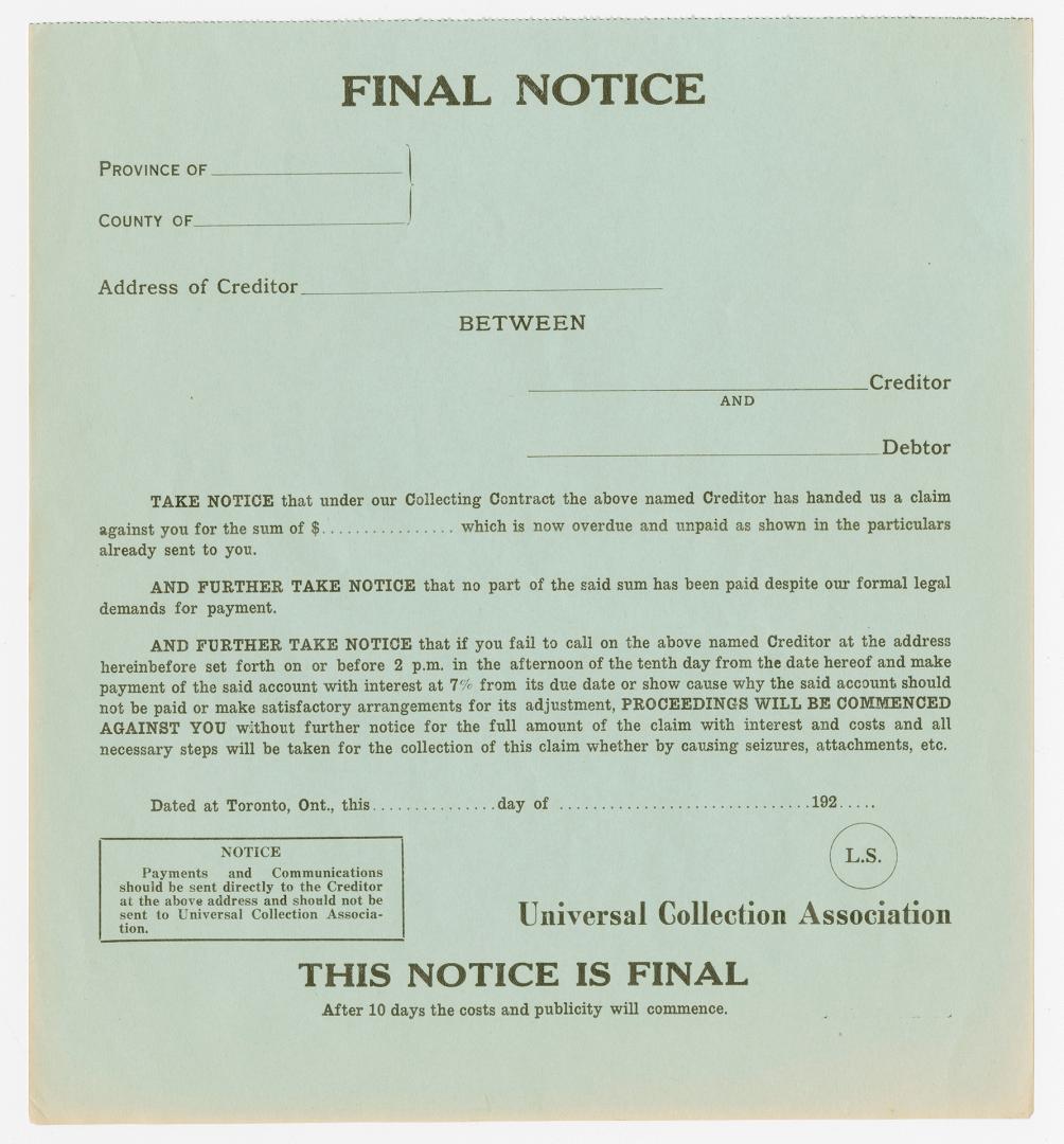 Final notice
