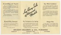 A fold-out advertising card for Brodey-Draimin & Co., Furriers