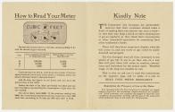 A fold-open advertising card put out by The Consumers' Gas Company of Toronto, stating "Read Yo…