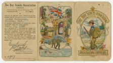 A fold-out registration card for The Boy Scouts Association of Canada, certifying the membershi…