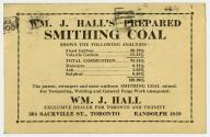 An advertising postcard for Wm. J. Hall's Prepared Smithing Coal, with a used one-cent stamp on…