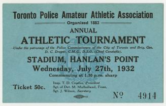 A blue ticket for the Toronto Police Amateur Athletic Association's Annual Athletic Tournament …