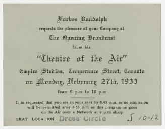 An invitation card stating "Forbes Randolph requests the pleasure of your Company at The Openin…