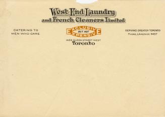 A note paper personalized with the company name, "West End Laundry and French Cleaners Limited"…