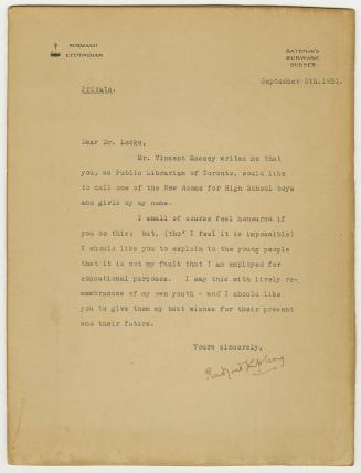 Typewritten letter on yellowed paper. 