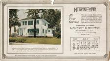 An advertising card depicting a calendar for July of 1924, stating "Millwork of Merit at your s…