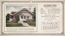 Advertising cards depicting a calendar for the month of October 1924, stating "Millwork of Meri…