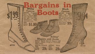 Envelope with Illustrations of two different styles of woman's tall lace-up boots and baby boot…