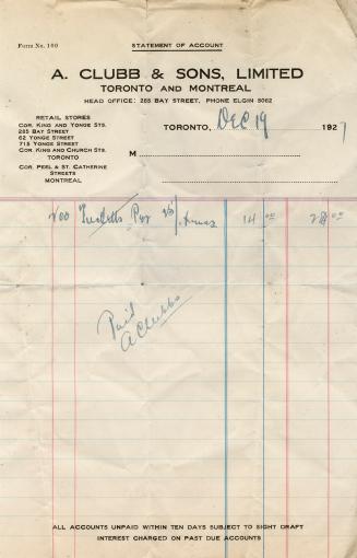 A. Clubb & Sons, Limited, Toronto and Montreal