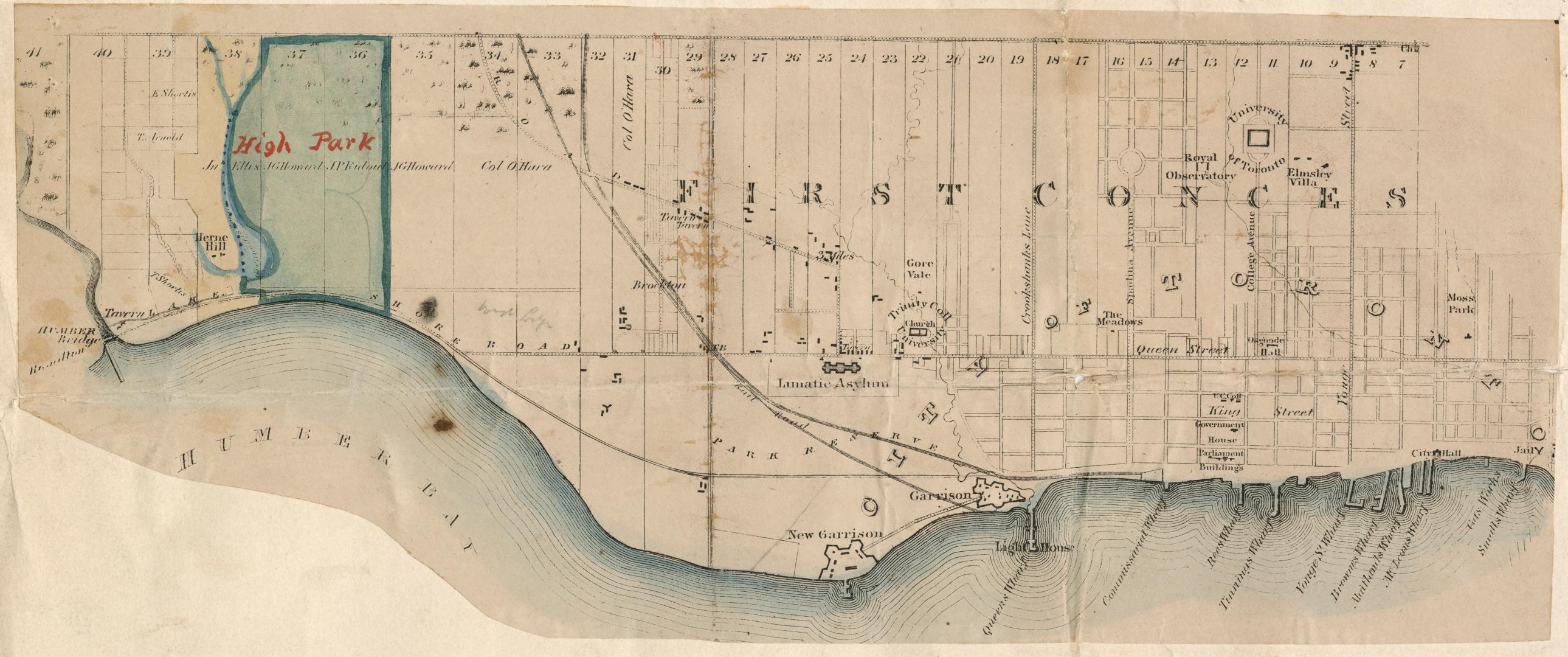 [Amendment to Map of Township of York in the county of York Upper Canada, 1851]
