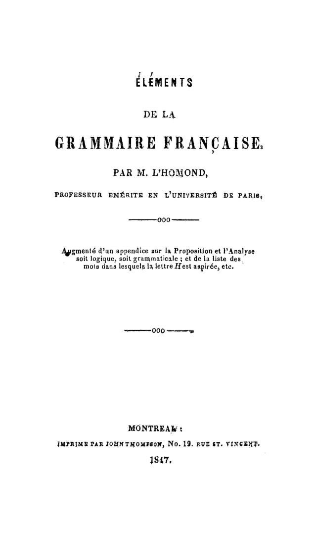 Eléments de la grammaire française