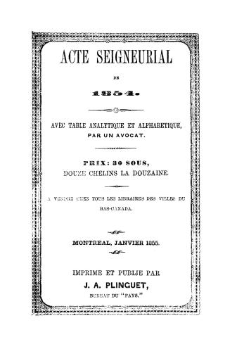 Acte seigneurial de 1854