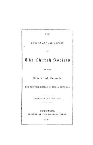 The...annual report of the incorporated Church society of the diocese of Toronto