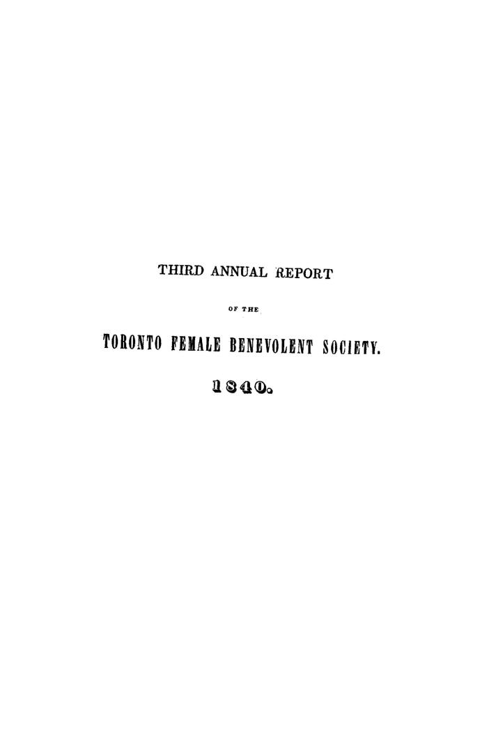 The...annual report of the Toronto female benevolent society