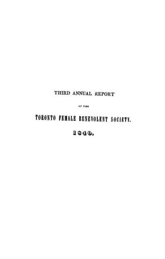The...annual report of the Toronto female benevolent society