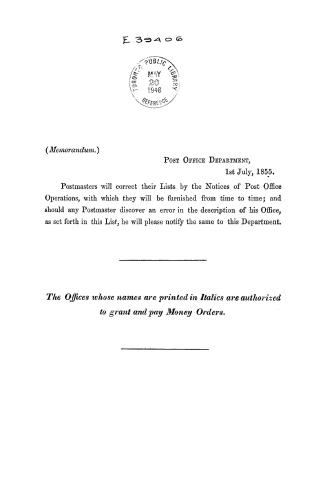 Canada official postal guide... chief regulations of the Post office, rates of postage and other information, and alphabetical list of post offices in Canada